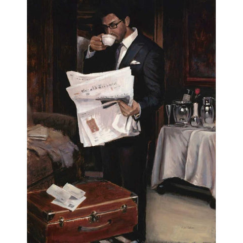 Room Service-Him Black Modern Wood Framed Art Print with Double Matting by Sullivan, Myles
