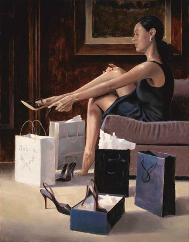 Room Service-Her White Modern Wood Framed Art Print with Double Matting by Sullivan, Myles