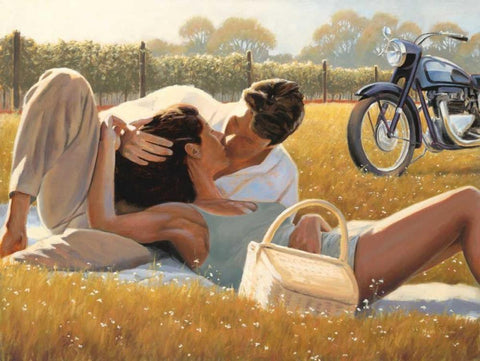 Picnic Snapshot White Modern Wood Framed Art Print with Double Matting by Sullivan, Myles