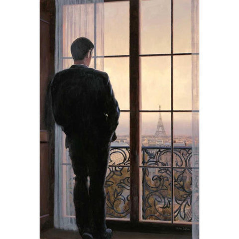 Waiting for Paris 1 Black Modern Wood Framed Art Print with Double Matting by Sullivan, Myles