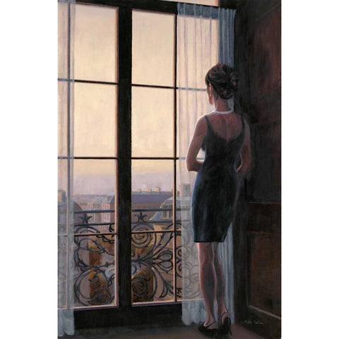Waiting for Paris 2 Black Modern Wood Framed Art Print with Double Matting by Sullivan, Myles