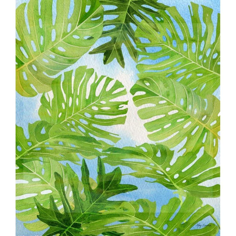 Tropical Greenery Black Modern Wood Framed Art Print with Double Matting by Escobedo, Mary