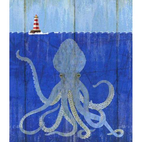 Octopus Ledgend Black Modern Wood Framed Art Print with Double Matting by Escobedo, Mary