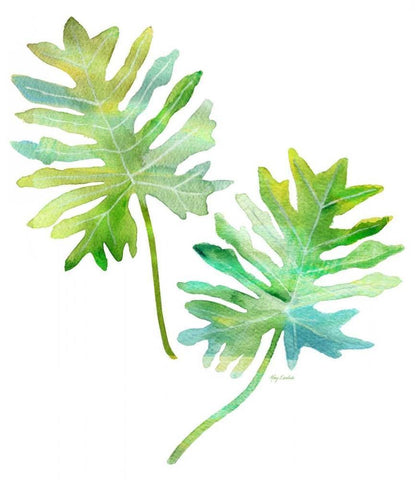 Watercolor Tropical 2 White Modern Wood Framed Art Print with Double Matting by Escobedo, Mary