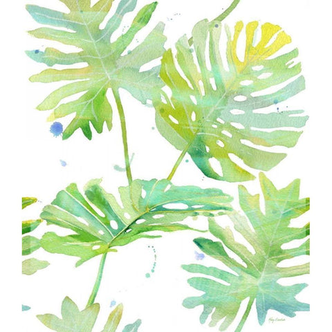 Watercolour Tropical Pattern 1 White Modern Wood Framed Art Print by Escobedo, Mary