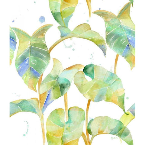 Watercolour Tropical Pattern 2 White Modern Wood Framed Art Print by Escobedo, Mary