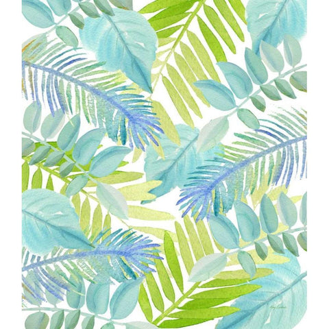 Watercolour Tropical Pattern 3 Black Modern Wood Framed Art Print with Double Matting by Escobedo, Mary