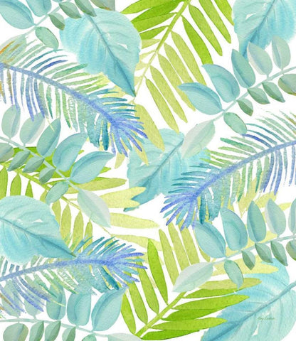 Watercolour Tropical Pattern 3 White Modern Wood Framed Art Print with Double Matting by Escobedo, Mary