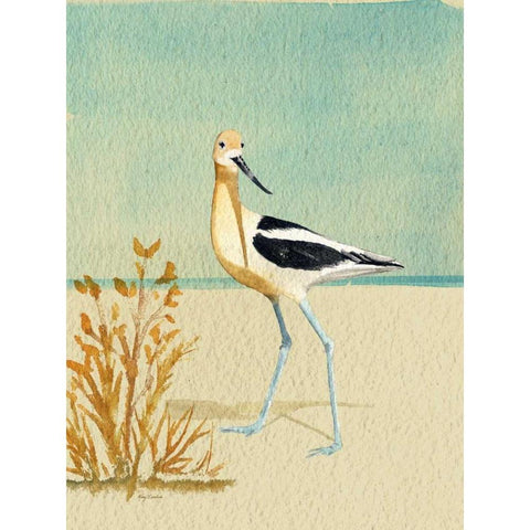 Avocet By The Sea White Modern Wood Framed Art Print by Escobedo, Mary