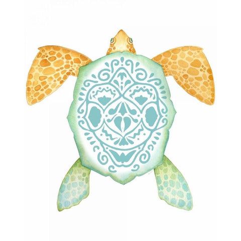 Spirit Turtle 1 Black Modern Wood Framed Art Print with Double Matting by Escobedo, Mary