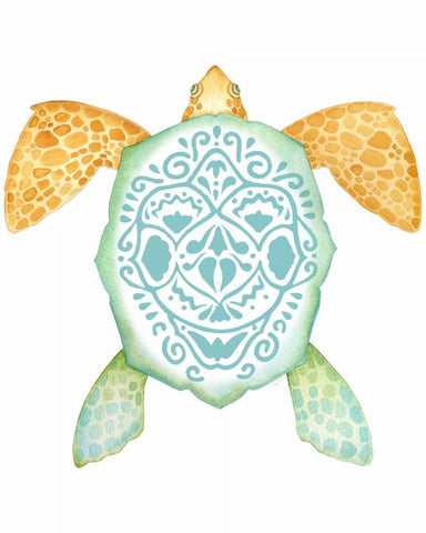 Spirit Turtle 1 White Modern Wood Framed Art Print with Double Matting by Escobedo, Mary