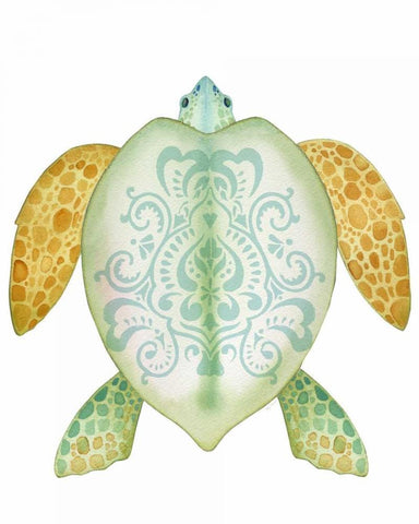 Spirit Turtle 2 White Modern Wood Framed Art Print with Double Matting by Escobedo, Mary