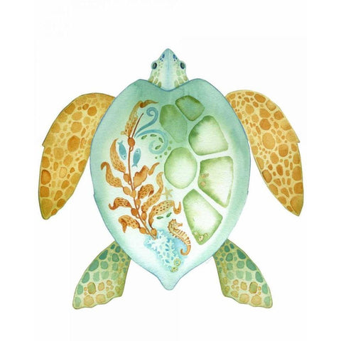 Tropical Sea Turtle 1 Black Modern Wood Framed Art Print by Escobedo, Mary