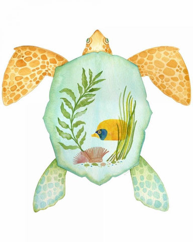 Tropical Sea Turlte 2 Black Ornate Wood Framed Art Print with Double Matting by Escobedo, Mary