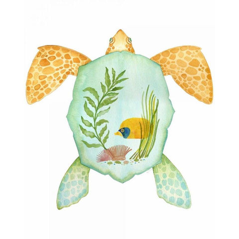 Tropical Sea Turlte 2 Gold Ornate Wood Framed Art Print with Double Matting by Escobedo, Mary