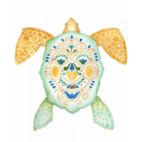 Fiesta Sea Turtle 1 Black Modern Wood Framed Art Print by Escobedo, Mary