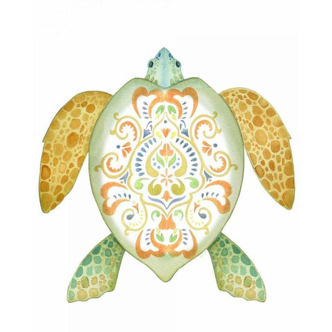 Fiesta Sea Turtle 2 Gold Ornate Wood Framed Art Print with Double Matting by Escobedo, Mary