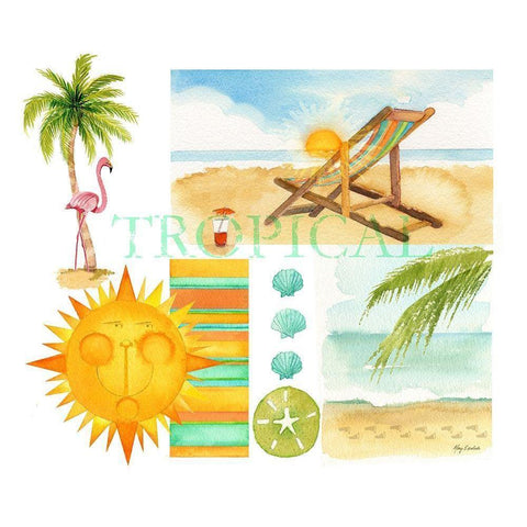 Tropical Sun Black Modern Wood Framed Art Print with Double Matting by Escobedo, Mary