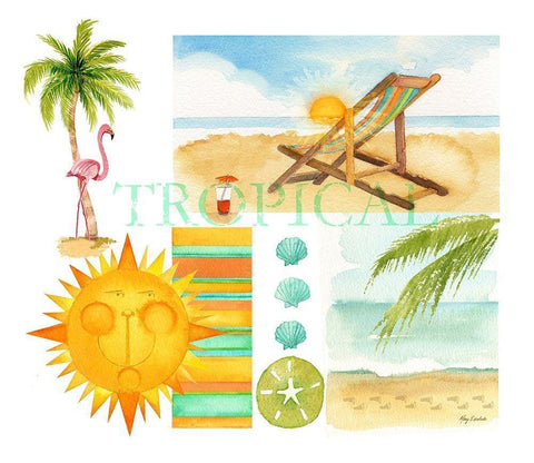 Tropical Sun Black Ornate Wood Framed Art Print with Double Matting by Escobedo, Mary