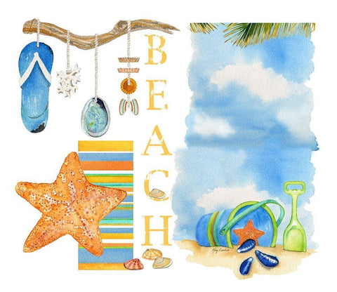 Beach Memories Black Ornate Wood Framed Art Print with Double Matting by Escobedo, Mary