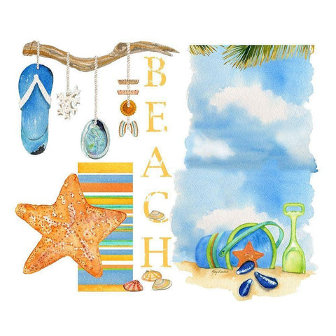 Beach Memories Black Modern Wood Framed Art Print by Escobedo, Mary