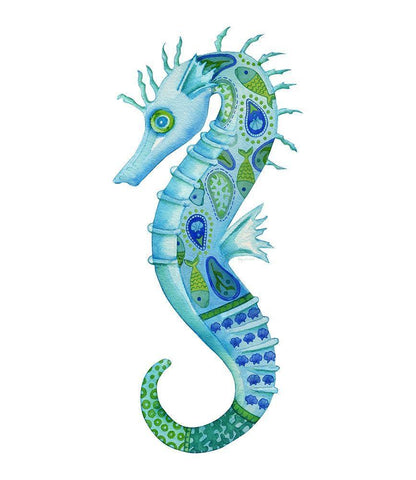 Silly Seahorse Black Ornate Wood Framed Art Print with Double Matting by Escobedo, Mary