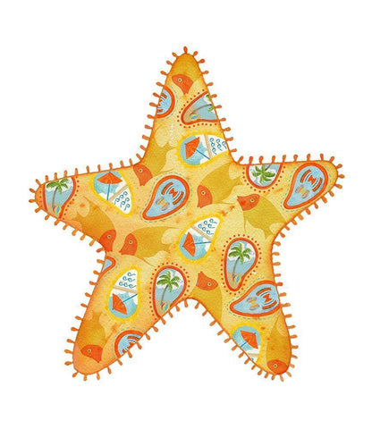 Sunshine Starfish Black Ornate Wood Framed Art Print with Double Matting by Escobedo, Mary