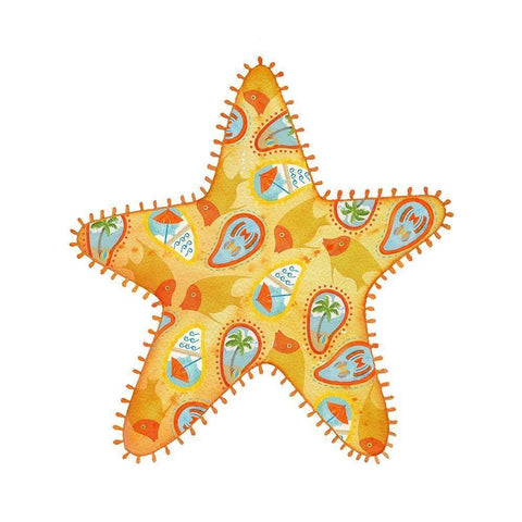 Sunshine Starfish White Modern Wood Framed Art Print by Escobedo, Mary