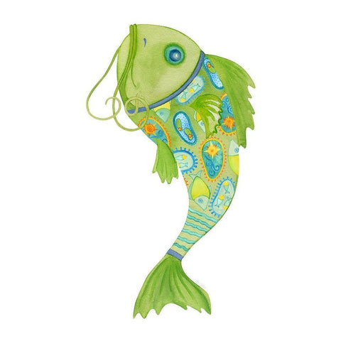 Flip Flop Fish White Modern Wood Framed Art Print by Escobedo, Mary