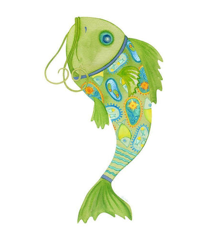 Flip Flop Fish White Modern Wood Framed Art Print with Double Matting by Escobedo, Mary