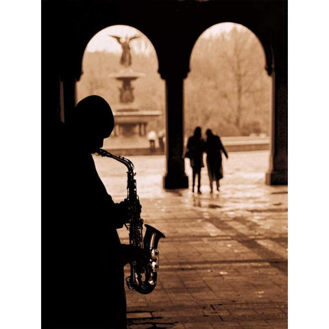 Jazz Courtyard Black Modern Wood Framed Art Print with Double Matting by Gleyzer, Sasha