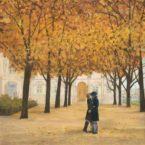 Romantic Kiss  White Modern Wood Framed Art Print by Gottschlag, Jurgen