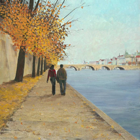 Romantic Promenade  White Modern Wood Framed Art Print with Double Matting by Gottschlag, Jurgen