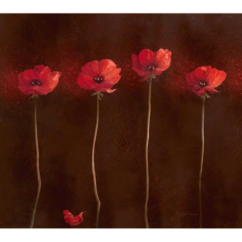 Poppy Family 1 Gold Ornate Wood Framed Art Print with Double Matting by Gottschlag
