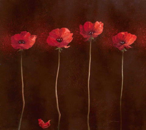 Poppy Family 1 White Modern Wood Framed Art Print with Double Matting by Gottschlag