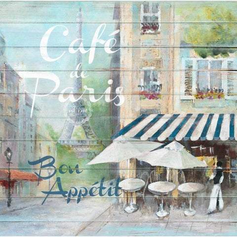 Cafe De Paris Bon Appetit  Black Modern Wood Framed Art Print with Double Matting by Gottschlag, Jurgen