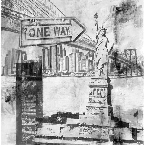 New York One Way  Black Modern Wood Framed Art Print with Double Matting by Abbott, Sara