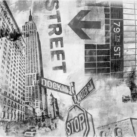 New York Intersection  Black Modern Wood Framed Art Print with Double Matting by Abbott, Sara