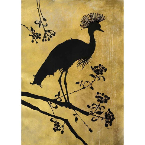 Golden Crowned Crane Black Modern Wood Framed Art Print with Double Matting by Ioco, Filippo