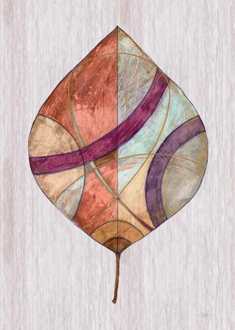 Wood Inlay Leaf 2 White Modern Wood Framed Art Print with Double Matting by Ioco, Fillippo