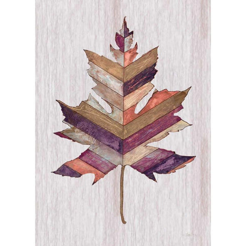 Wood Inlay Leaf 3 Black Modern Wood Framed Art Print with Double Matting by Ioco, Fillippo