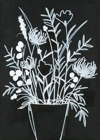 Black and White Bouquet 2 White Modern Wood Framed Art Print with Double Matting by Ioco, Filippo