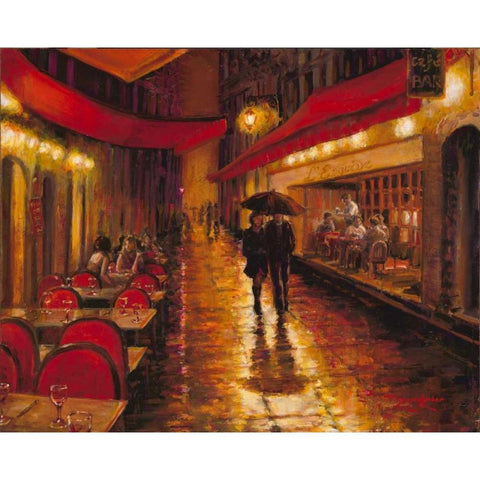 Moonlight Walk Gold Ornate Wood Framed Art Print with Double Matting by Amber, Zeph