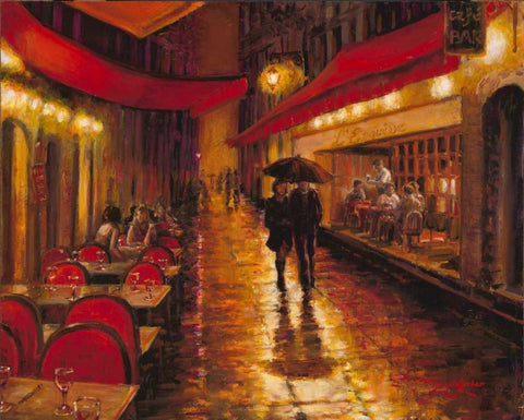 Moonlight Walk White Modern Wood Framed Art Print with Double Matting by Amber, Zeph