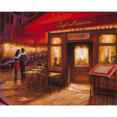 Moonlight Cafe White Modern Wood Framed Art Print by Amber, Zeph