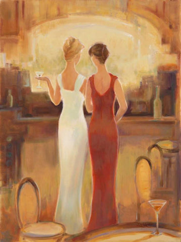 Afternoon Cocktails White Modern Wood Framed Art Print with Double Matting by Amber, Zeph
