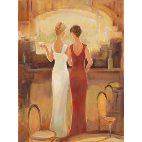 Afternoon Cocktails Gold Ornate Wood Framed Art Print with Double Matting by Amber, Zeph