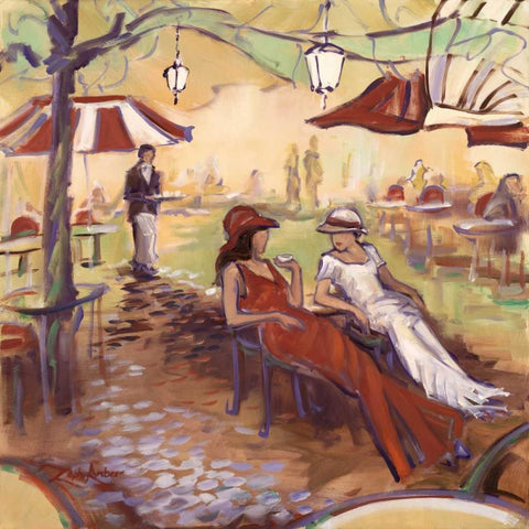 Afternoon TÃªte-Ã -tÃªte Gold Ornate Wood Framed Art Print with Double Matting by Amber, Zeph