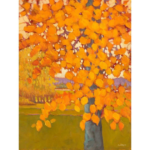 Autumn Gold Black Modern Wood Framed Art Print with Double Matting by Charles, J.