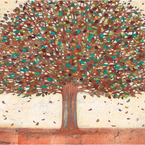 Copper Shimmer Tree Black Modern Wood Framed Art Print with Double Matting by Wyatt, Norman Jr.